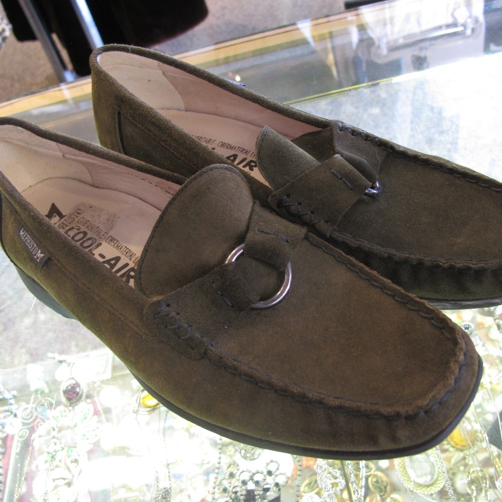 Mephisto 'Idelia' Moss Green Suede Leather Loafers
